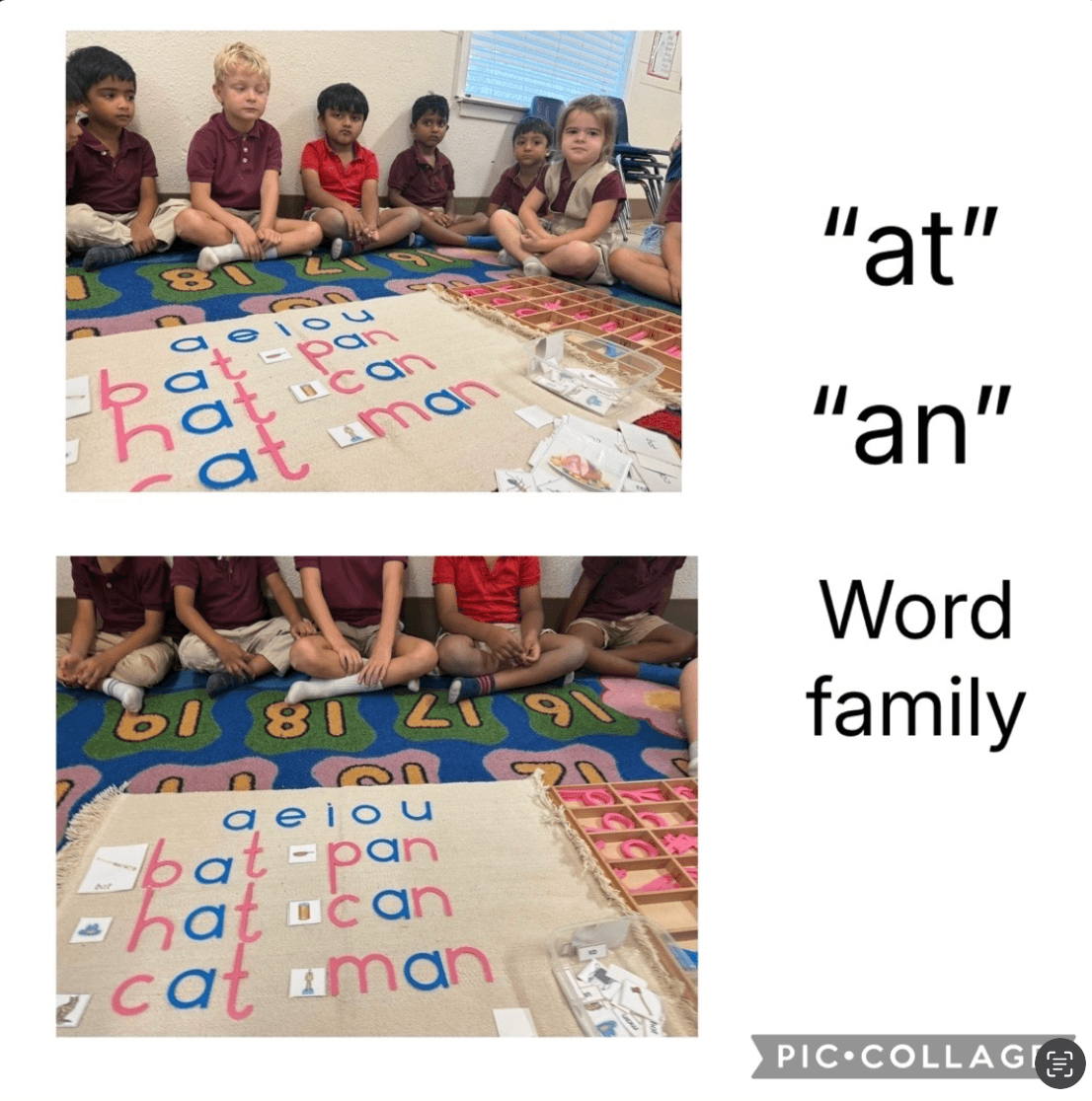 Children learning word families at Learning House Preschool