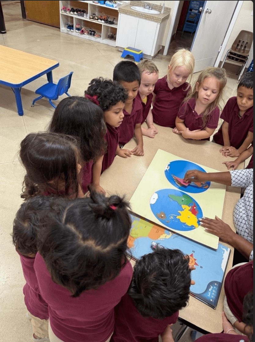Children exploring educational materials